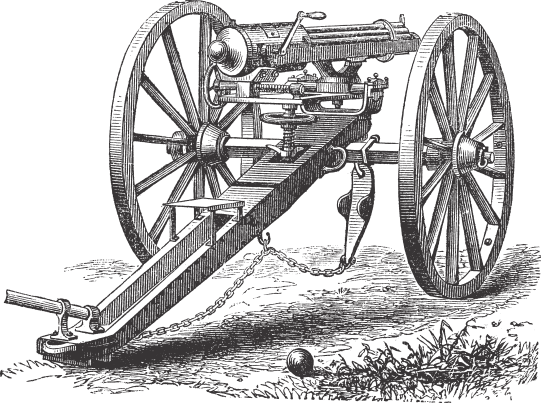 Drawing of a Gatling Gun